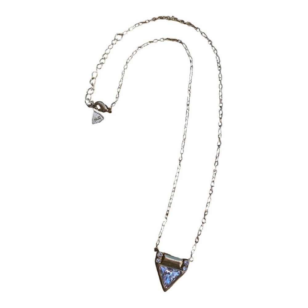 Silpada KR Triangle Necklace Gold Chain Clear Stones 16”